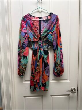 sarah midi dress show me your mumu NWT Show Me Your Mumu Sarah Orange Satin Women's Long Sleeved Midi Dress  Medium